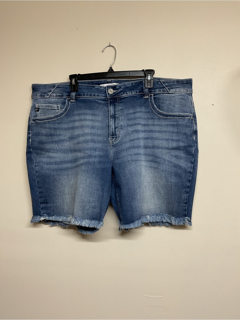 KanCan Light Blue Frayed Hem Denim Bermuda Shorts